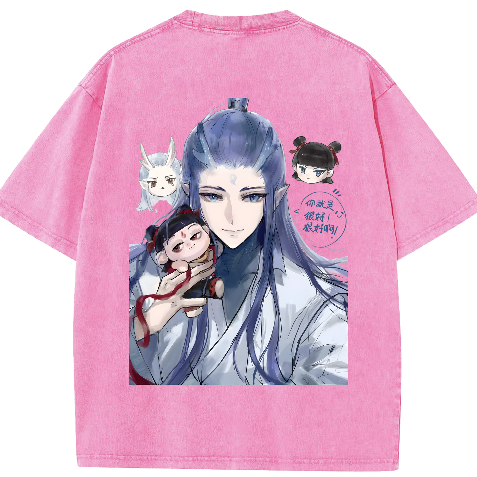 （画像用） Ne Zha 2 ナタ 魔童の大暴れ 綿100% ヴィンテージ風 半袖Tシャツ（背面プリント）